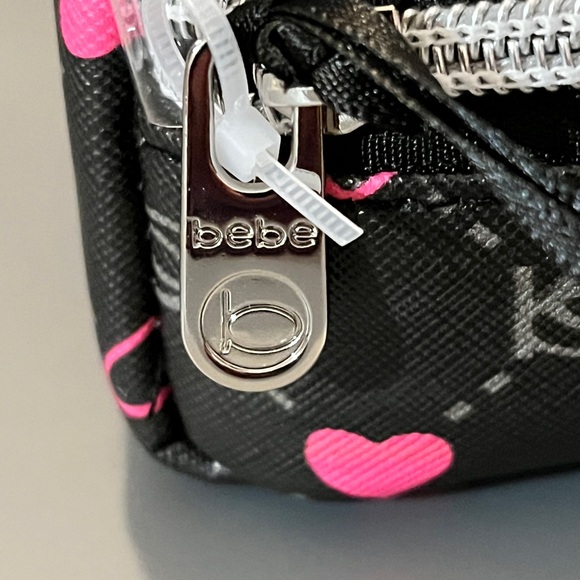 bebe Black & Pink Heart Logo Cosmetic Bag – NWT – OS - Picture 6 of 9